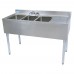 BK Resources UB4-18-348RS Slim-Line Underbar Sink Three Compartment 48”W X 18-1/4D X 32-1/2H Overall Size