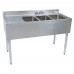 BK Resources UB4-18-348LS Slim-Line Underbar Sink Three Compartment 48”W X 18-1/4D X 32-1/2H Overall Size