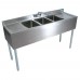 BK Resources UB4-21-360TS Underbar Sink Three Compartment 60”W X 21-1/4D X 32-1/2H Overall Size