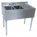 BK Resources UB4-18-236RS Slim-Line Underbar Sink Two Compartment 36”W X 18-1/4D X 32-1/2H Overall Size