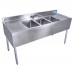 BK Resources UB4-18-372TS Slim-Line Underbar Sink Three Compartment 72”W X 18-1/4D X 32-1/2H Overall Size