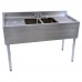 BK Resources UB4-18-248TS Slim-Line Underbar Sink Two Compartment 48”W X 18-1/4D X 32-1/2H Overall Size