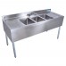 BK Resources UB4-21-396TS Underbar Sink Three Compartment 96”W X 21-1/4D X 32-1/2H Overall Size