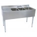 BK Resources UB4-21-348LS Underbar Sink Three Compartment 48”W X 21-1/4D X 32-1/2H Overall Size